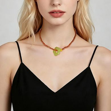 Fashion Beaded Necklace Orange 1Pc