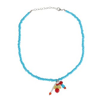 Fashion Beaded Necklace Blue 1 pc
