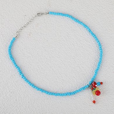 Fashion Beaded Necklace Blue 1Pc