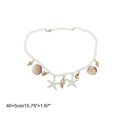 Starfish Shell Beaded Necklace Clear 1 Pc