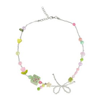 Bow Beaded Necklace Colorful 1 pc