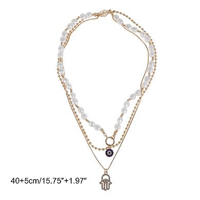 Rhinestones Pendant Necklace Gold Tone Beige 1 Pc