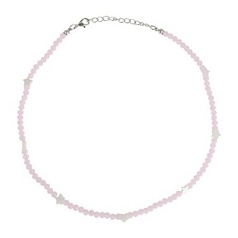 Five-Point Star Beaded Necklace Pink 1 pc