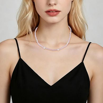 Five-Point Star Beaded Necklace Pink 1Pc