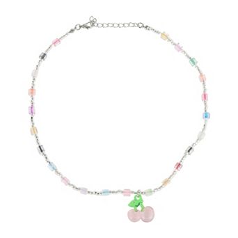 Cherry Beaded Necklace Colorful 1 pc