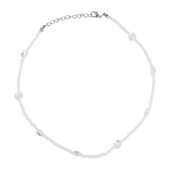 Heart Beaded Necklace Clear 1 pc