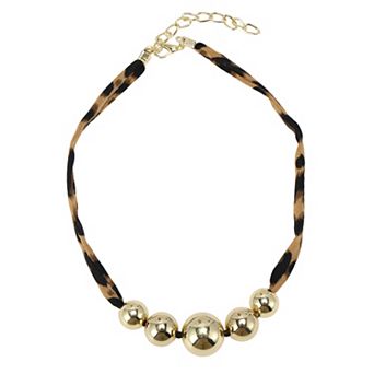 Fashionable Scarf Necklace with Charm Adjustable Tie Statement Choker for Women Brown 1 pc