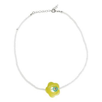 Wave Flower Beaded Necklace 1 pc