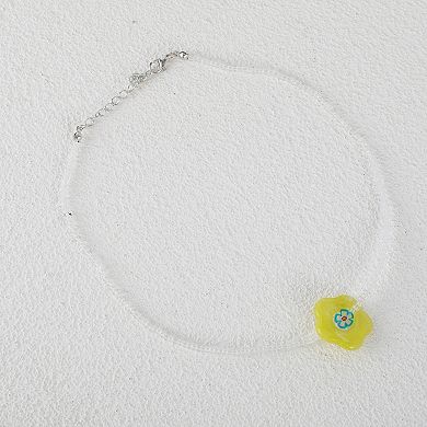 Wave Flower Beaded Necklace 1Pc