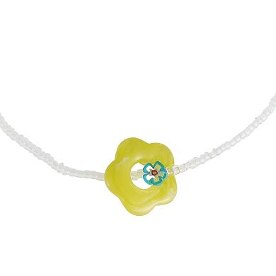 Wave Flower Beaded Necklace 1Pc