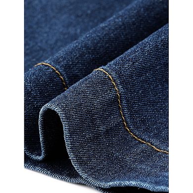 Women's Plus Size Wide Leg Jeans Elastic Back Waistband Patch Pocket Denim Pants
