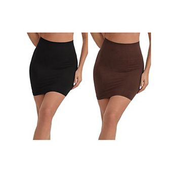 2 Packs Women's Half Slip with Leggings Hip-Lifting Tummy Control High-Waisted Above Knee Underskirt
