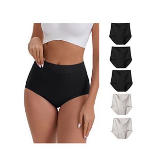6 Packs Women's High-Waisted Cotton Underwear Full-Coverage Strong Elasticity Briefs