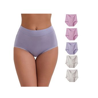 6 Packs Women's High-Waisted Cotton Underwear Full-Coverage Strong Elasticity Briefs