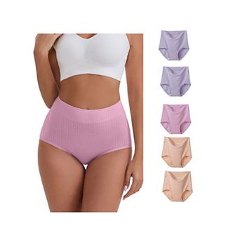 6 Packs Women's High-Waisted Cotton Underwear Full-Coverage Strong Elasticity Briefs