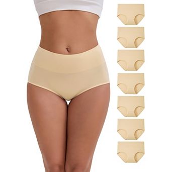 8 Packs Women's High-Waisted Hip Lifting Tummy Control Underwear Cotton Breathable Briefs