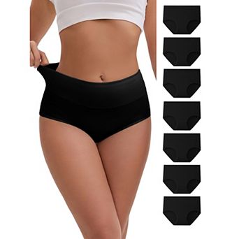 8 Packs Women's High-Waisted Hip Lifting Tummy Control Underwear Cotton Breathable Briefs