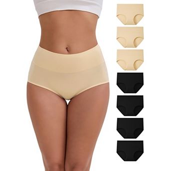8 Packs Women's High-Waisted Hip Lifting Tummy Control Underwear Cotton Breathable Briefs