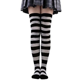 Women Over Knee High Socks Striped Thigh High Socks