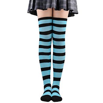 Women Over Knee High Socks Striped Thigh High Socks