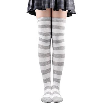 Women Over Knee High Socks Striped Thigh High Socks