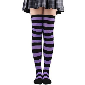 Women Over Knee High Socks Striped Thigh High Socks