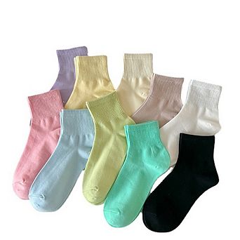10 Pairs Women's Cotton Crew Ankle Socks Lightweight Casual Daily Socks