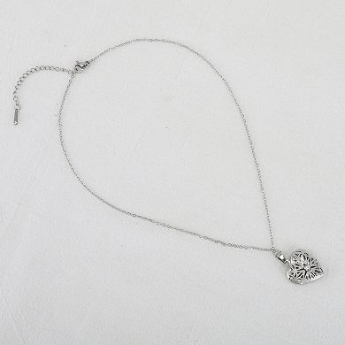 Heart Rhinestone Pendant Necklace 1Pc