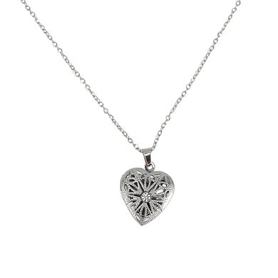 Heart Rhinestone Pendant Necklace 1Pc
