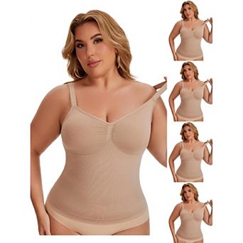 5 Packs Women's Tank Tops Tummy Control Seamless Bodyshaper V Neck Slimming Compression Shapewear