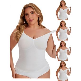 5 Packs Women's Tank Tops Tummy Control Seamless Bodyshaper V Neck Slimming Compression Shapewear