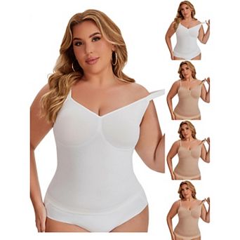 5 Packs Women's Tank Tops Tummy Control Seamless Bodyshaper V Neck Slimming Compression Shapewear