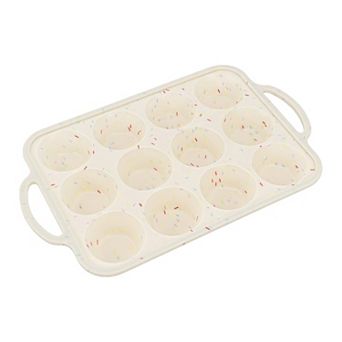 Baking Pan 12 cup Silicone Baking Pan Nonstick with Dual Handles, Durable Tray for Home Baker