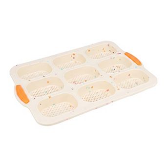 Baking Pan 9-Cell Ventilated Nonstick Silicone Tray with Contrast Handles for Small Loaf