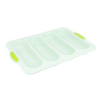 Baking Pan 4-Loaf Speckled Nonstick Silicone Tray with Side Handles for Long Bread