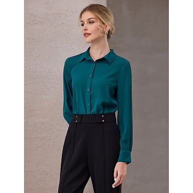 2 Packs Women's Long Sleeve Bodysuits Work Button Up Shirt Body Suit