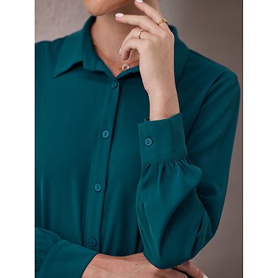 2 Packs Women's Long Sleeve Bodysuits Work Button Up Shirt Body Suit