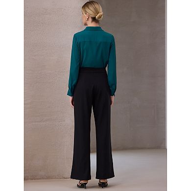 2 Packs Women's Long Sleeve Bodysuits Work Button Up Shirt Body Suit