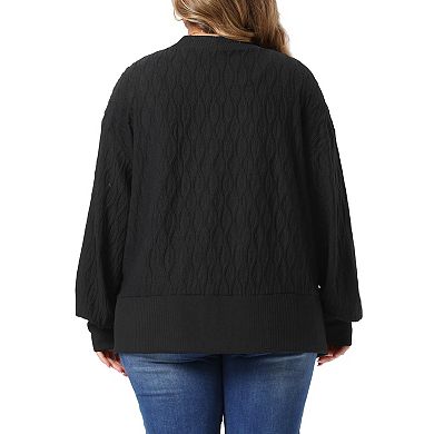 Women's Plus Size Long Sleeve Open Front Cardigans Knit Outerwear Sweaters