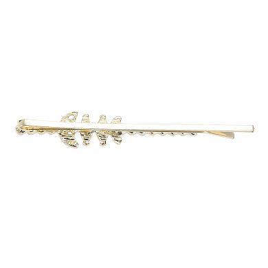 Cat Fish Bobby Pin Gold Tone Beige 1 Pair