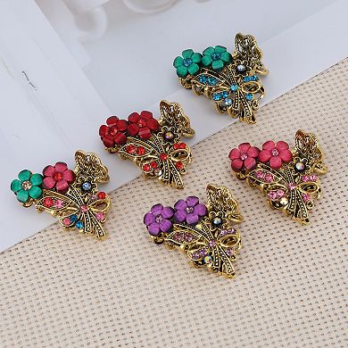 Double Flower with Rhinestones Claw Clip 1 Pc