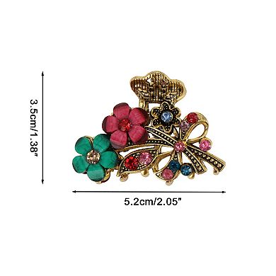 Double Flower with Rhinestones Claw Clip 1 Pc