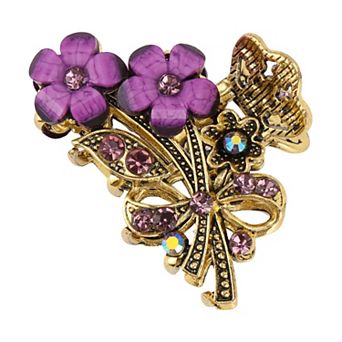 Double Flower with Rhinestones Claw Clip 1 pc