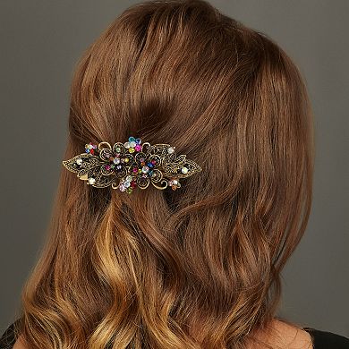 Vintage Rhinestone Double Flower Hair Clip 1 Pc