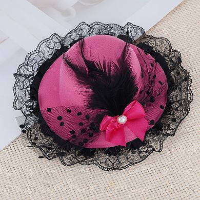 Fashion Lace Bow Top Hat Hair Clip 1 Pc