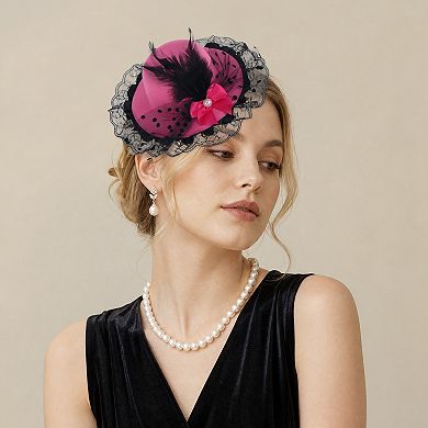 Fashion Lace Bow Top Hat Hair Clip 1 Pc