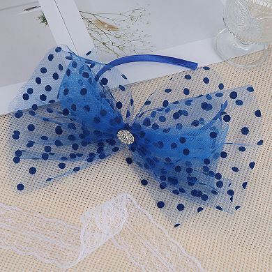 1Pc Rhinestone Bow Mesh Headband