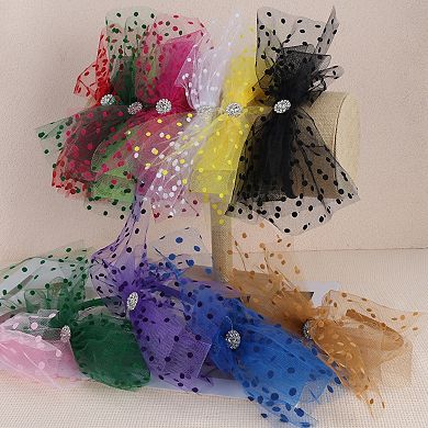 1Pc Rhinestone Bow Mesh Headband
