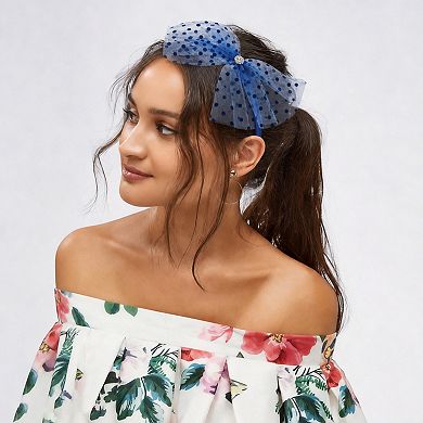 1Pc Rhinestone Bow Mesh Headband