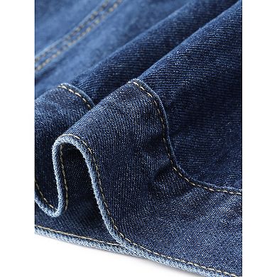 Women's Plus Size Denim Jacket, Button Down Long Sleeve Coat with Pockets